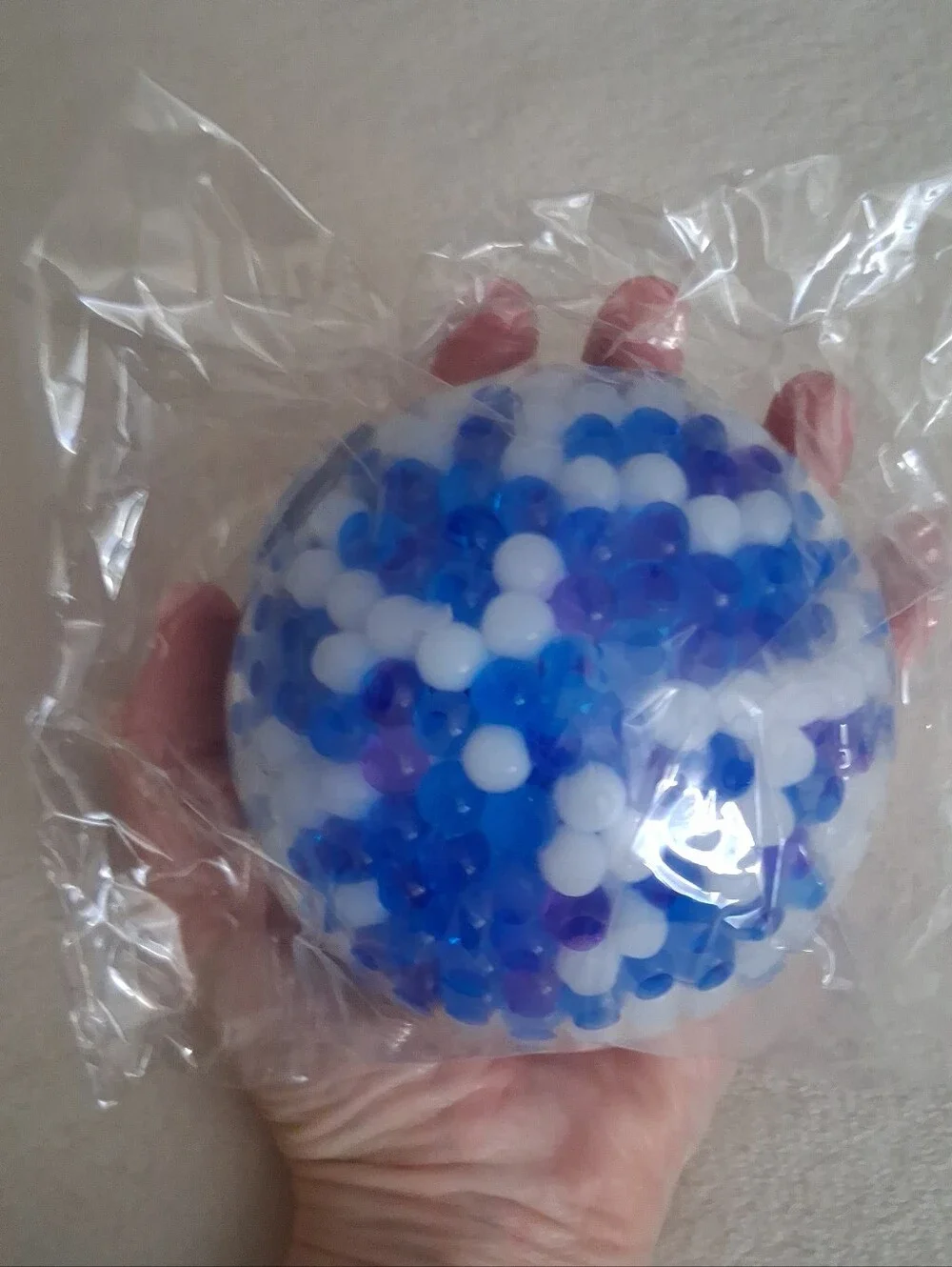 Large Waterbead Ball Squishy Blue/White